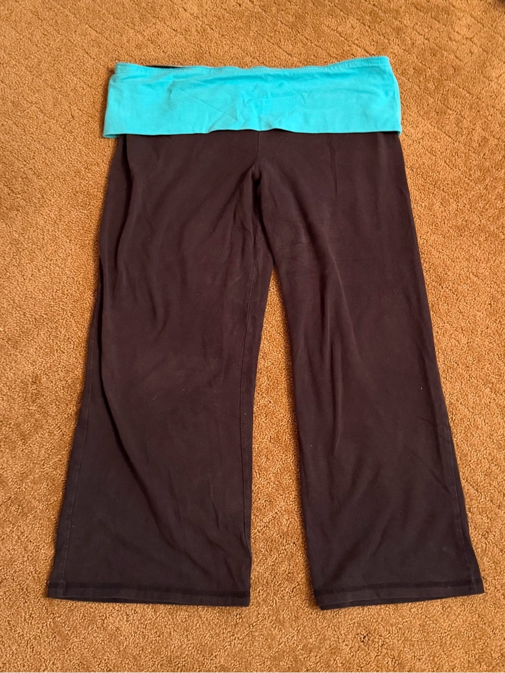 No Boundaries Black Fold Over Teal Capri Wide Leg Pants Women’s Size XL